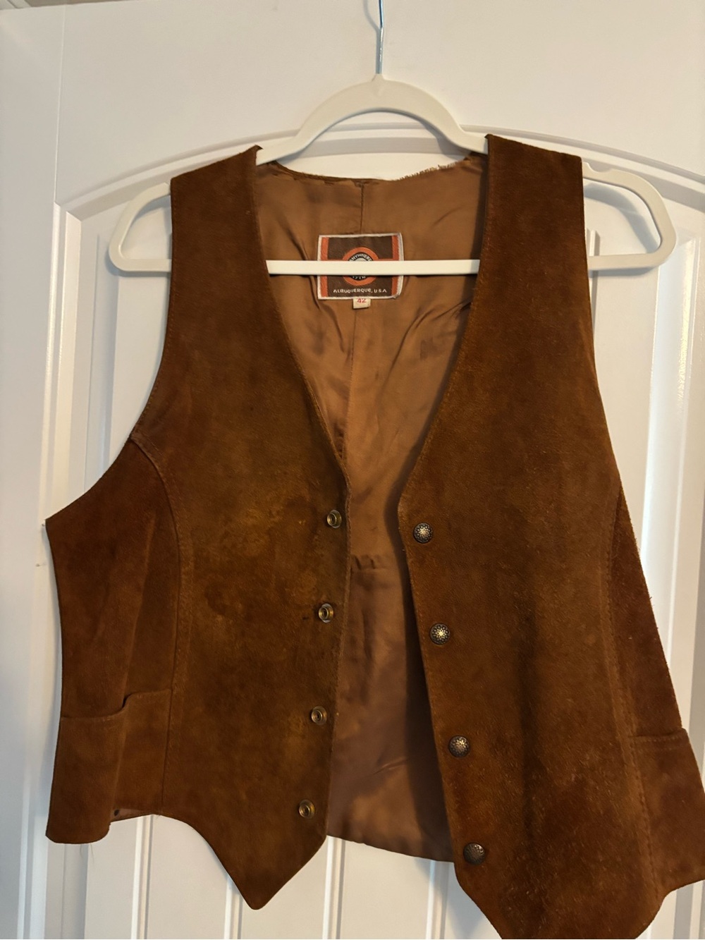 PIONEER Brown Suede Women's Button-Front Vest